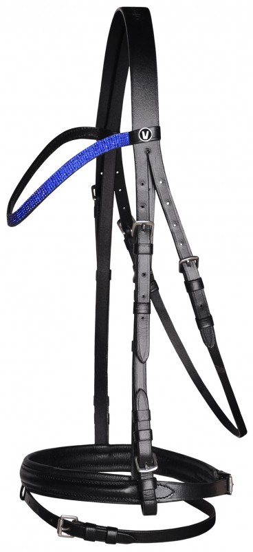 Snaffle bridle of supple leather with anti-slip reins. Imported. NEW